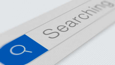 search bar animation, close-up of a computer screen, web browser search bar, light theme (3d render)の写真素材