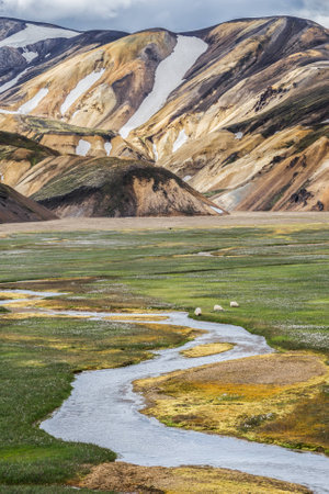 Panorama of the wonderful place of Icelandの写真素材