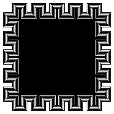 Black and white square frame with black and white lines. Vector illustration.のイラスト素材