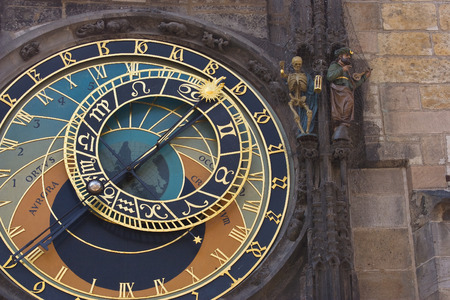 Prague astronomical clock detail of hands and astronomical dial