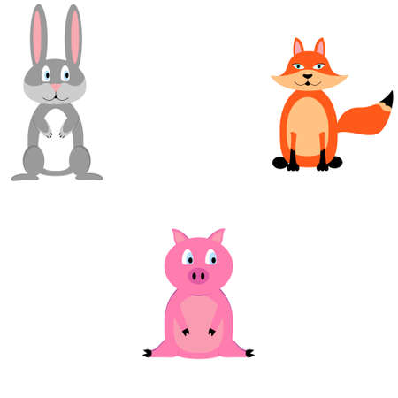 Funny animals isolatedのイラスト素材