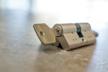 cylinder lock with keyの写真素材