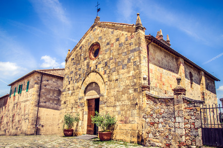 main church in Monteriggioni Siena - Tuscanyの写真素材