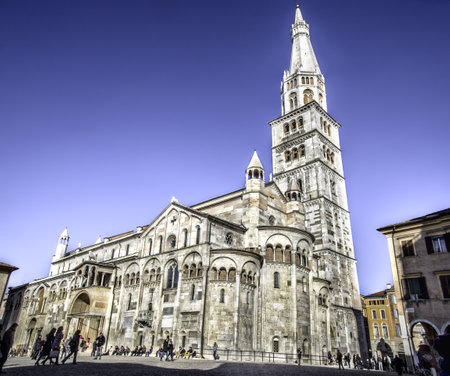 Cathedral of Modena bell tower called the Ghirlandina, heritage of UNESCO