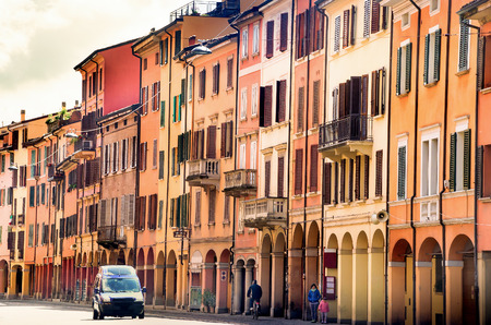 Bologna window balcony colorful texture italy buildings.