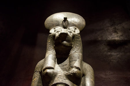 Turin, Italy, March 8 2013: Statue of the Anubi dog face god at the Egyptian Museumのeditorial素材