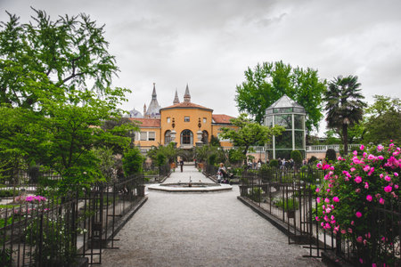 View of the old Orto Botanico di Padova (Botanical Garden of Padua), one of the Unesco word heritage  (Padua, Italy, 24 Apr 2017)のeditorial素材