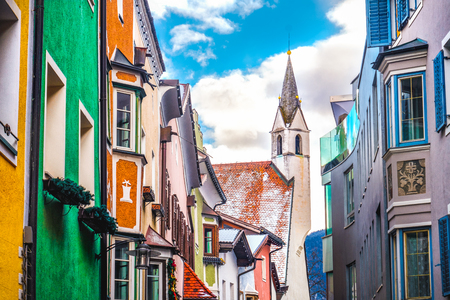 colorful buildings church village of Vipiteno Sterzing - Bolの写真素材