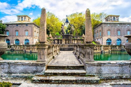 Quattro Mori fountain by Giambologna in Villa Lante - Bagnaia - Lazio region - Italyのeditorial素材