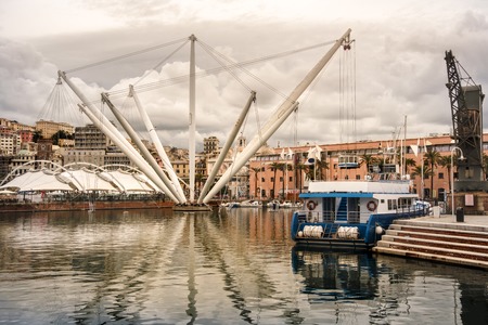 Genova - Liguria - Italy - The Bigo crane in Genoa Porto Antico waterfront