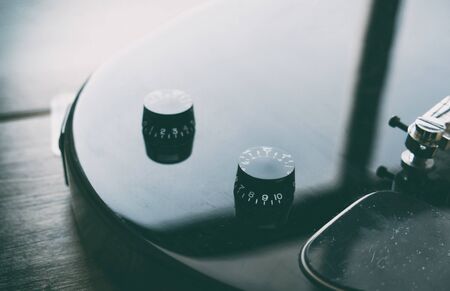 electric guitar potentiometer volume knob closeupの写真素材