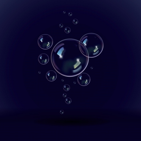 Soap bubbles black blue backgroundのイラスト素材