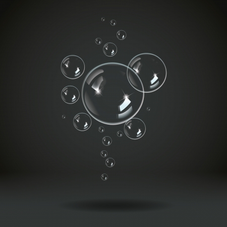 Soap bubbles on a black blue backgroundのイラスト素材