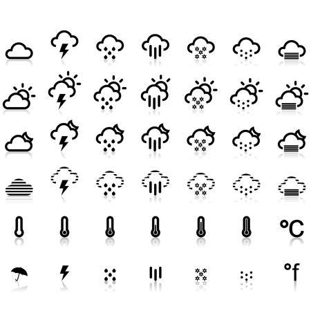 Weather Icons in White Backgroundのイラスト素材