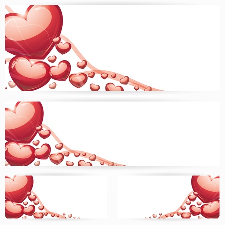 Set of horizontal banners with hearts Backgroundのイラスト素材