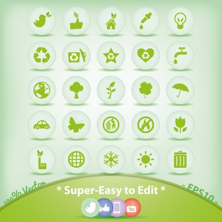Ecology icons set  Green Environment Symbols のイラスト素材