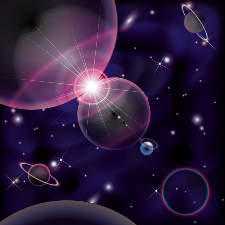 Cosmic Bright Background, space planets collisionのイラスト素材