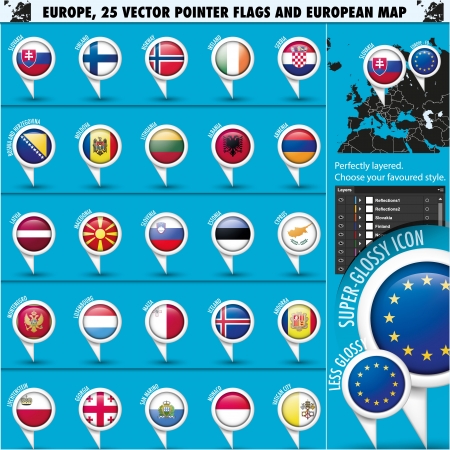 European Icons Round Indicator Flags and Map Set2のイラスト素材