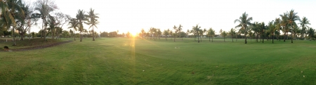 A sunset over a puerto Vallarta golf courseの素材