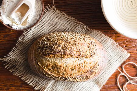 freshly baked homemade artisan sourdough bread