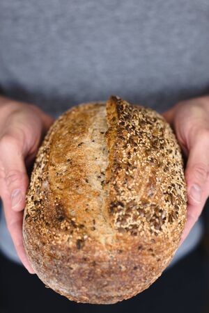 freshly baked homemade artisan sourdough bread