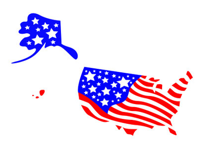 United States of America flag and mapの写真素材