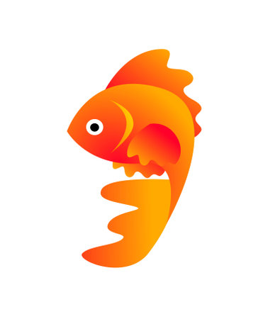 Orange fish on white backgroundの写真素材