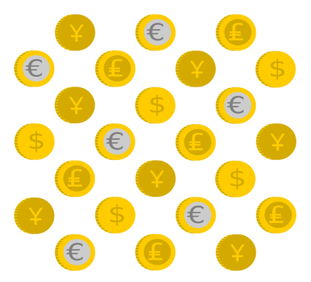 Coin pattern with different currencies symbolsの写真素材