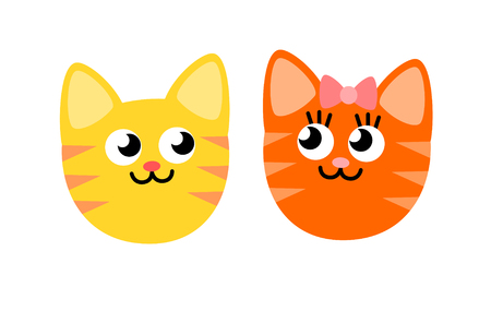Illustration of two cats, one boy and another girlのイラスト素材
