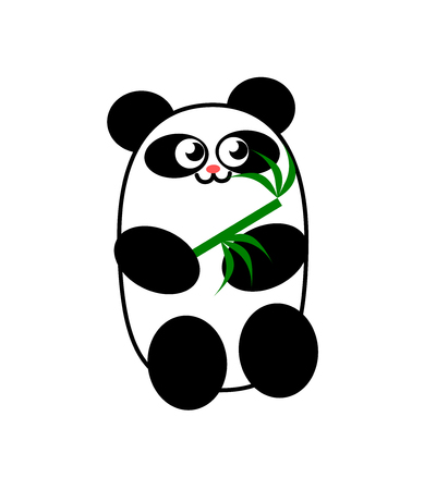Illustration of a panda bear with a bamboo branchのイラスト素材