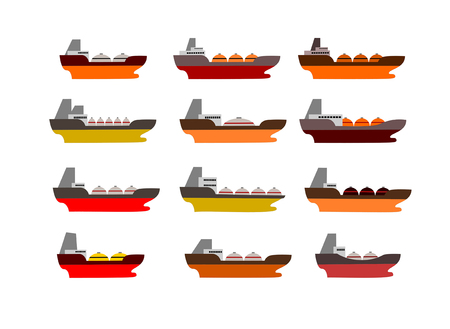 A set of twelve icons of oil tankersのイラスト素材
