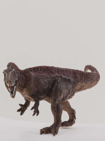 dinosaur plastic toy model on white backgroundの写真素材