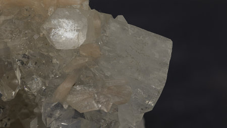 Sample of apophyllite and stilbite on a black backgroundの写真素材