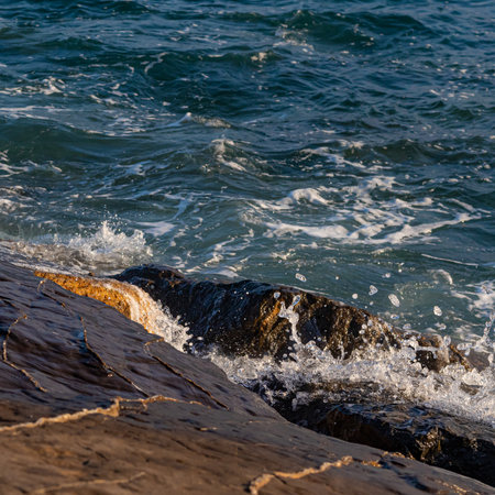 Sea waves on rocks