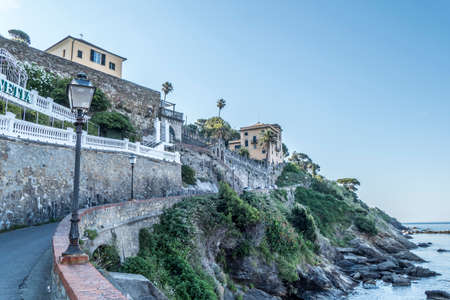 Panoramic road over the Bay of Silence in Sestri Levanteの写真素材