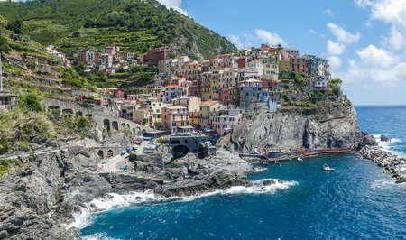Aerial view of Vernazza, beautiful little town in Cinque Terre