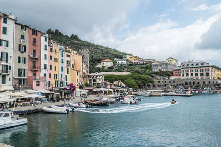 Portovenere, Italy - 30/06/2020: landscape of the seafront of Porto Venereのeditorial素材