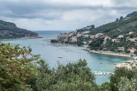 Panoramic aerial view of Portovenereの写真素材