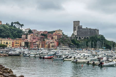 Lerici, Italy - 06/30/2020: lanscape of the seafront and the castleのeditorial素材