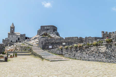 The church of San Pietro in Portovenere on a rocks above the blue seaのeditorial素材