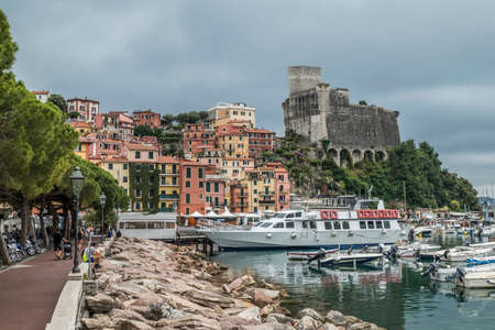 Lerici with the port, the colored houses and the castleのeditorial素材