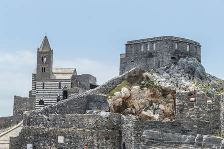 The church of San Pietro in Portovenere over the seaのeditorial素材