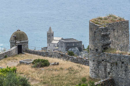 The castle of Portovenere and the Church of San Pietroのeditorial素材
