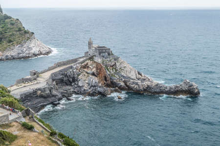 The church of San Pietro in Portovenere on a rocks above the blue seaのeditorial素材
