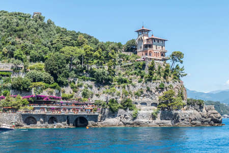 Portofino, Italy - 07/02/2020: beautiful historic house over the coastのeditorial素材