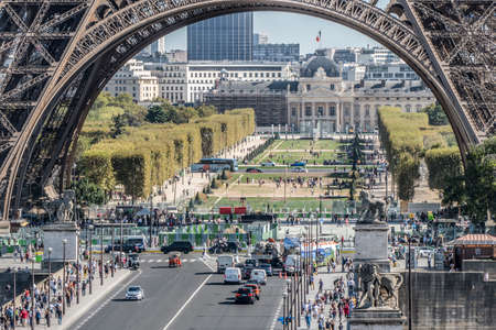 Paris, France - 09/15/2018: The Champ de Mars view under the Eiffel Towerのeditorial素材
