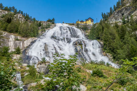 The beautiful Toce Waterfall in Formazza Valley in Piedmont. It's the highest waterfall in Europeの写真素材