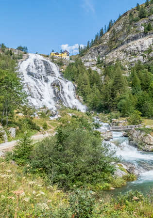 The beautiful Toce Waterfall in Formazza Valley in Piedmont. It's the highest waterfall in Europeの写真素材