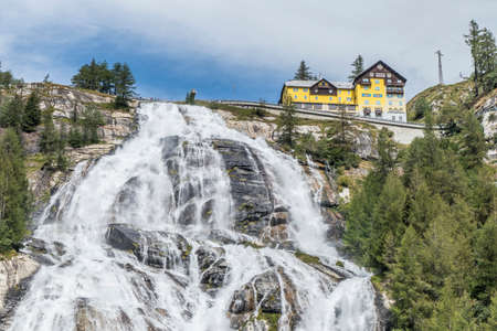 The very high and beautiful Waterfall of the Toce in the Formazza Valleyの写真素材