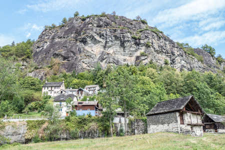 old stone houses in Premia in Piedmont.の写真素材